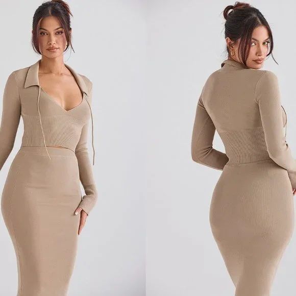HOUSE OF CB Set ‘Marianne' & 'Heather' Camel Knit Set NWOT